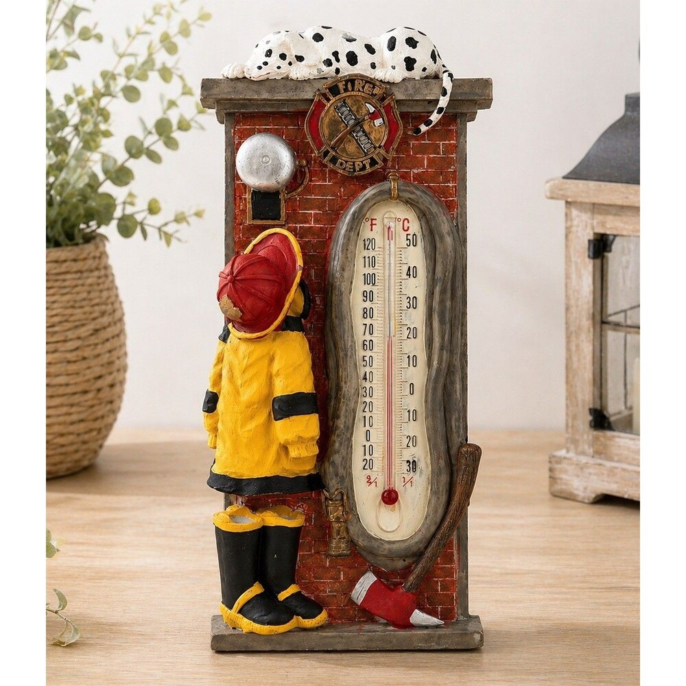 Vintage Spoontiques Firefighter Wall Thermometer Firehouse Decor  8.5" x 3"